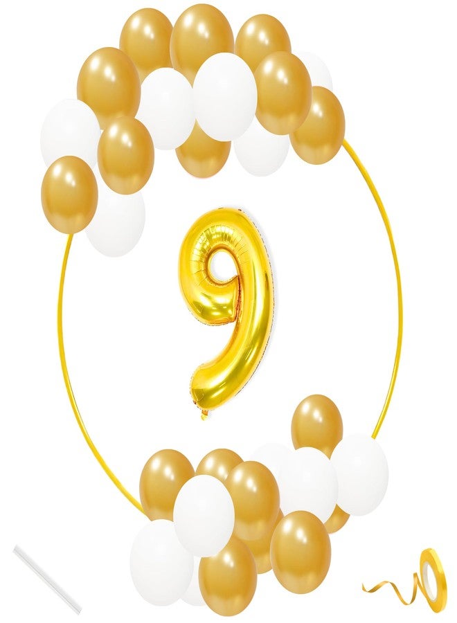 Flyloons 9th Balloons for Birthday Decoration Kit Gold White Boys Girls Kids Men Women Husband Wife Father Mother With 30 Pcs Metallic Balloons Set Items Golden - Image 1